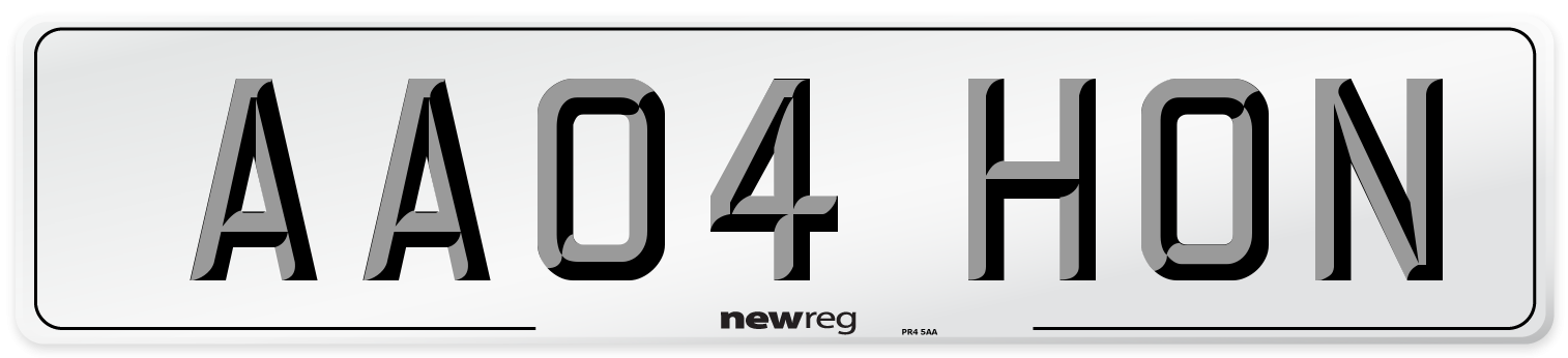 AA04 HON Number Plate from New Reg